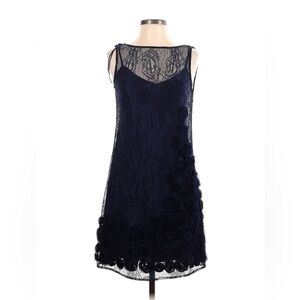 Jessica Simpson Navy Blue Lace and Rose Ribbon  Flattering Size 6